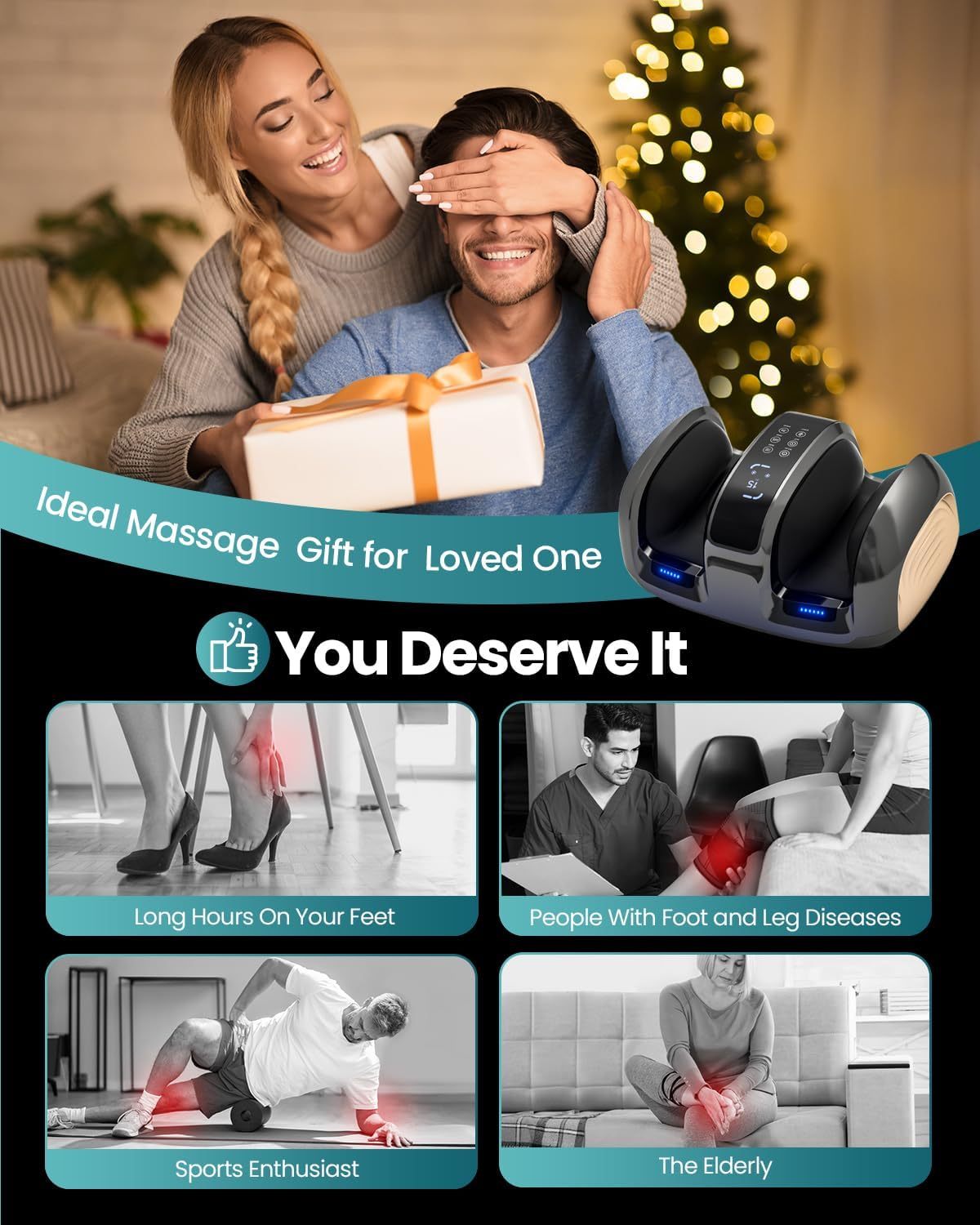 Lower Leg & Foot Massager | Rolling & Kneading for Pain Relief